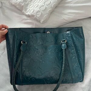 Patricia Nash | Elegant Teal Embossed Leather Tote